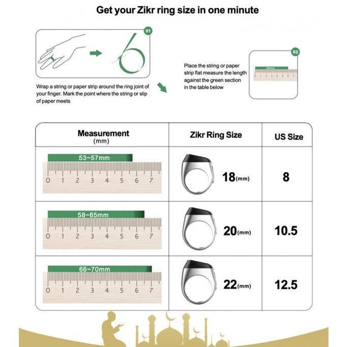 Murah NEW Iqibla Aluminum Alloy Digital Tasbih Iqibla Zikr Ring Iqibla NOOR N01 Cincin Tasbih Digita