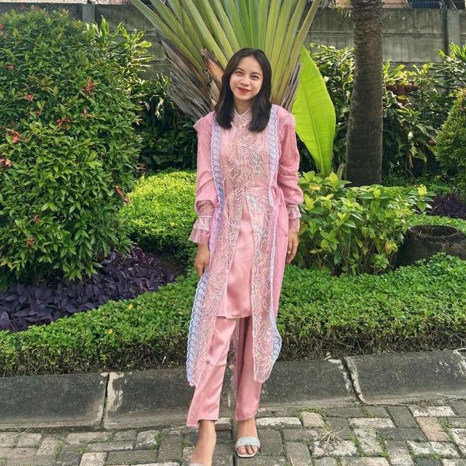 VALLETA BRUKAT TUNIK ONE SET (OUTER,BAJU INNER,CELANA) LA