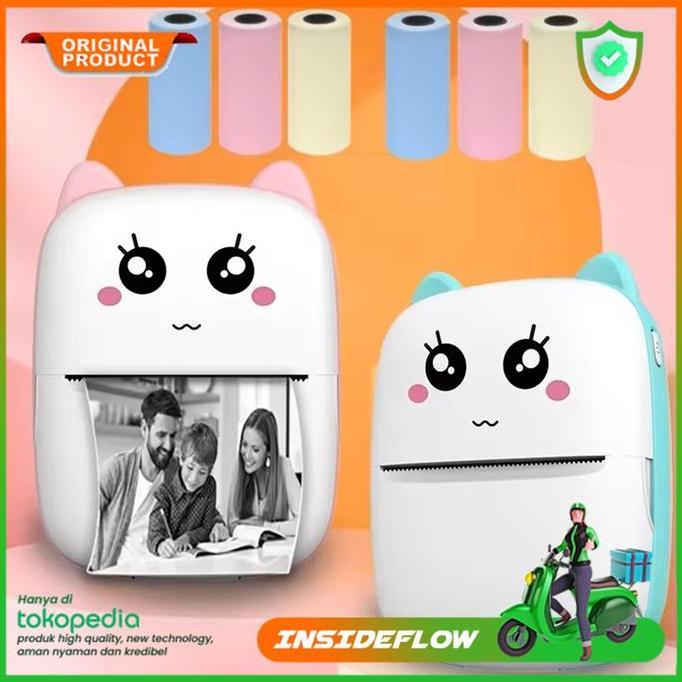Mini Pocket Portable Bluetooth Printer Thermal Mainan Cetak Foto Gambar Anak Bluetooth