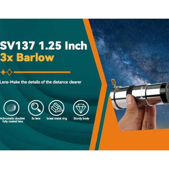 LADHUVHI Lensa Barlow Teleskop Eyepiece FMC Internal Brass 1.25 Inch