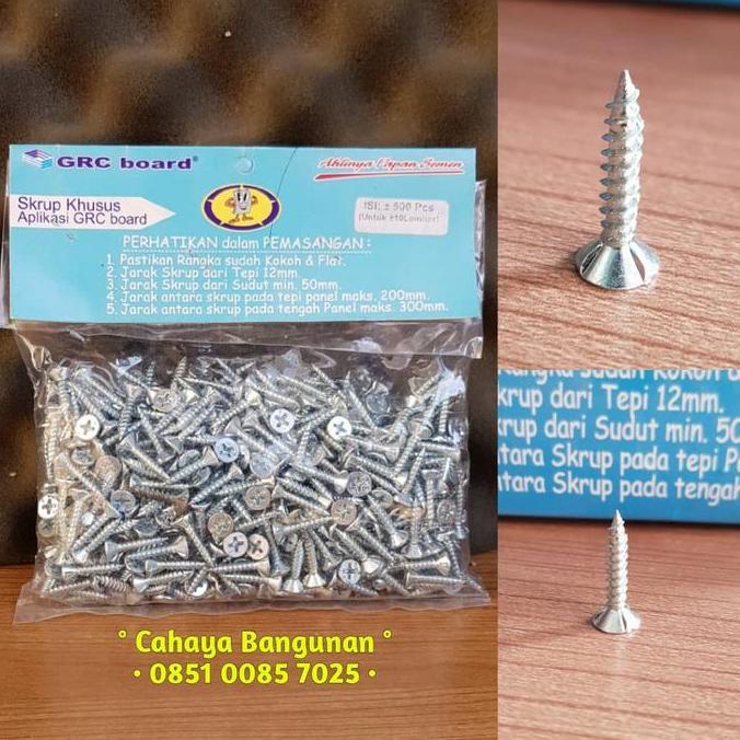 (HM) SKRUP Sekrup Baut GRC Kalsi BOARD Sirip Kuping 1 Bungkus Biru 500 Pcs