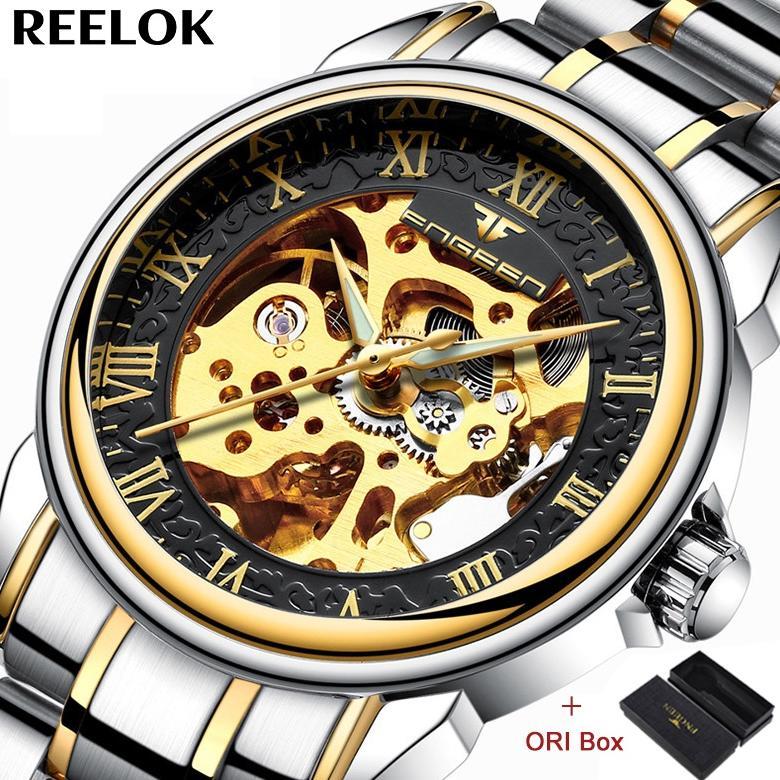 FNGEEN 8866 Mekanik Otomatis Jam Tangan Pria Luxury Stainless Steel Original Anti Air Automatic Watc