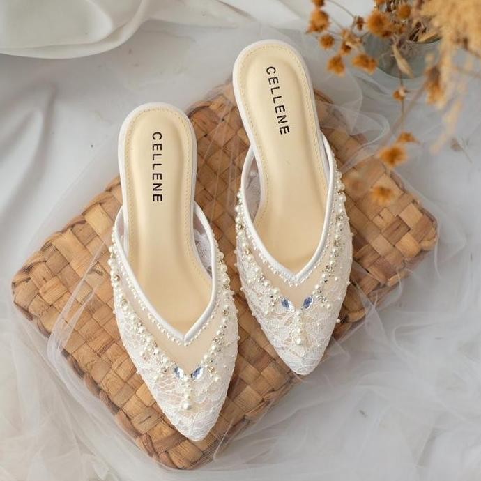 Crown Beads Heels Sepatu Payet Wedding Shoes By Cellene Wanita