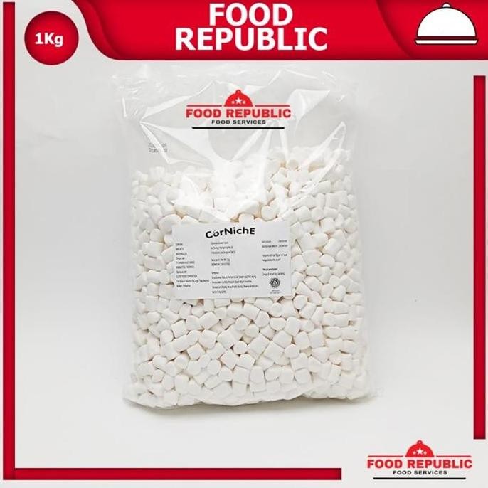 CORNICHE WHITE MINI MARSHMALLOW 1 KG - MARSHMALLOW PUTIH KECIL HALAL