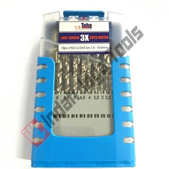Mata Bor Set TOHO 19 Pcs - Besi Stainless HSS Cobalt