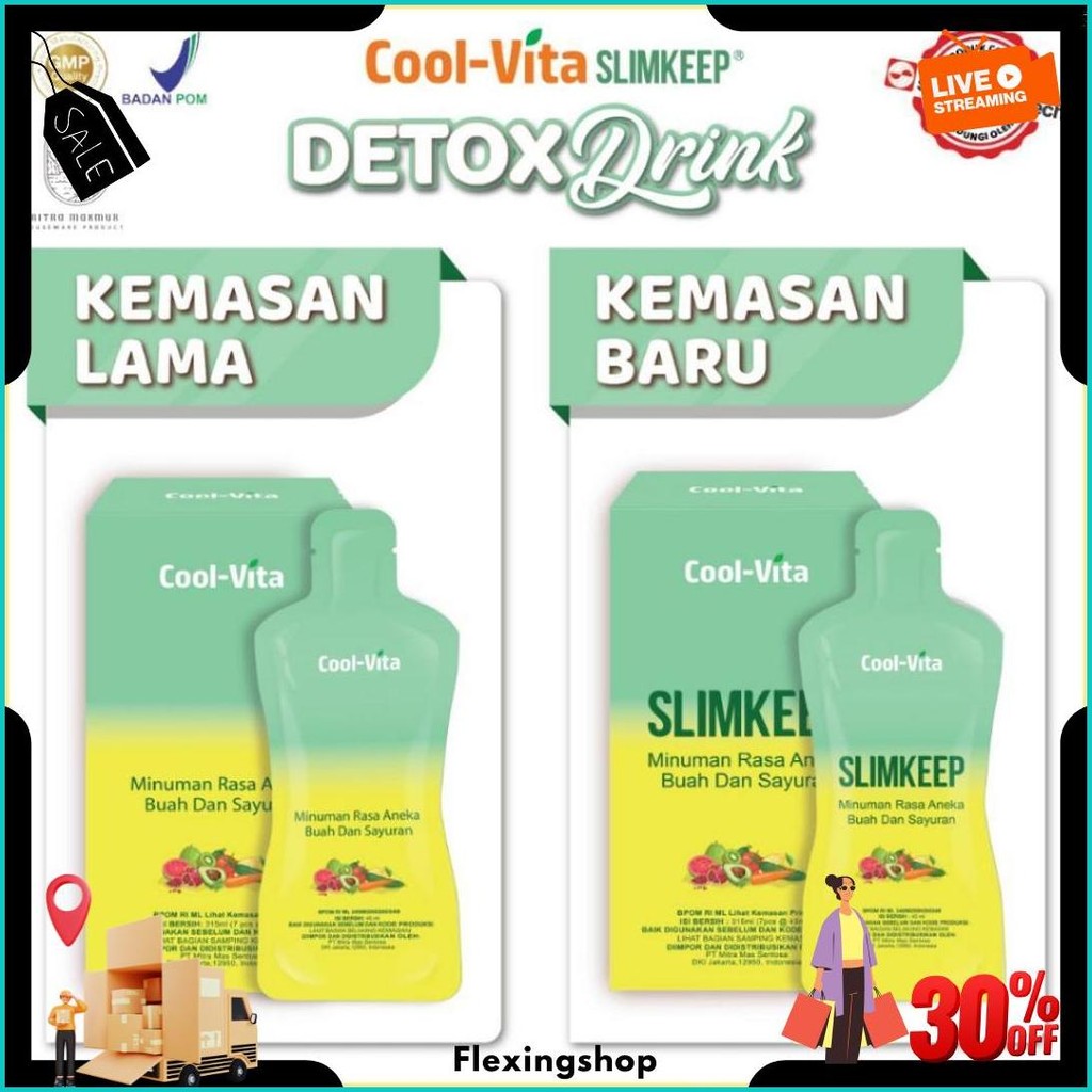 Cool-Vita Slimkeep Fiber Detox Drink Minuman Rasa Ekstrak Buah Dan Sayuran 1 Box (7Pouch) Terlaris