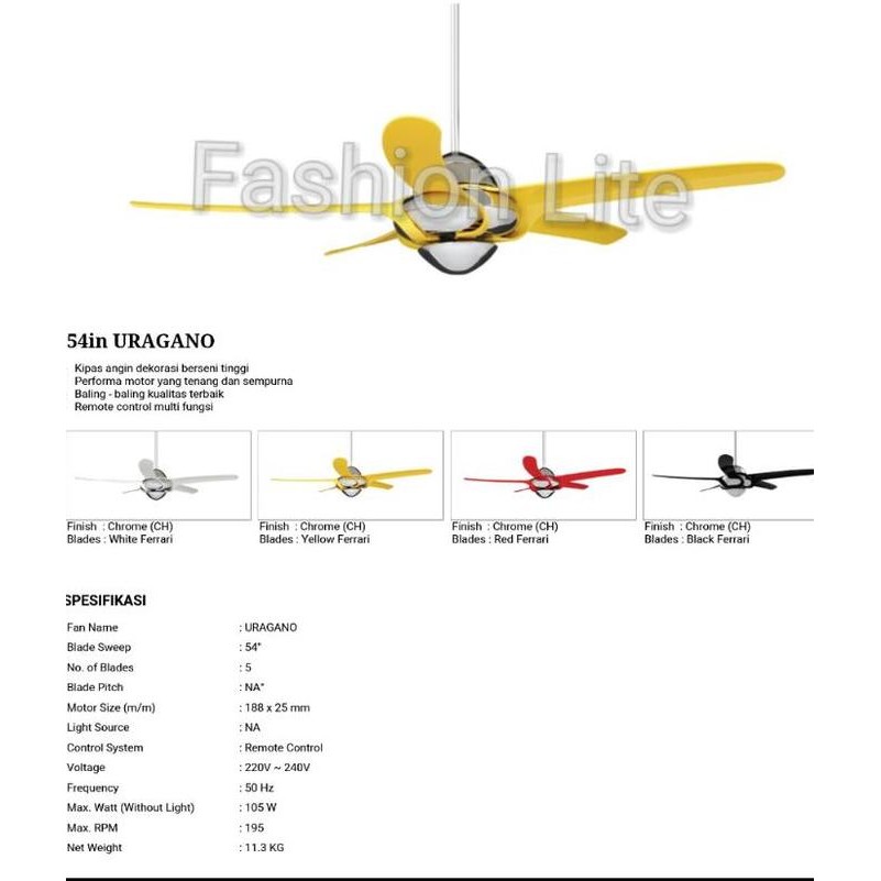 KIPAS ANGIN EDMA URAGANO 54" / KIPAS EDMA ORI / KIPAS ANGIN EDMA Murah
