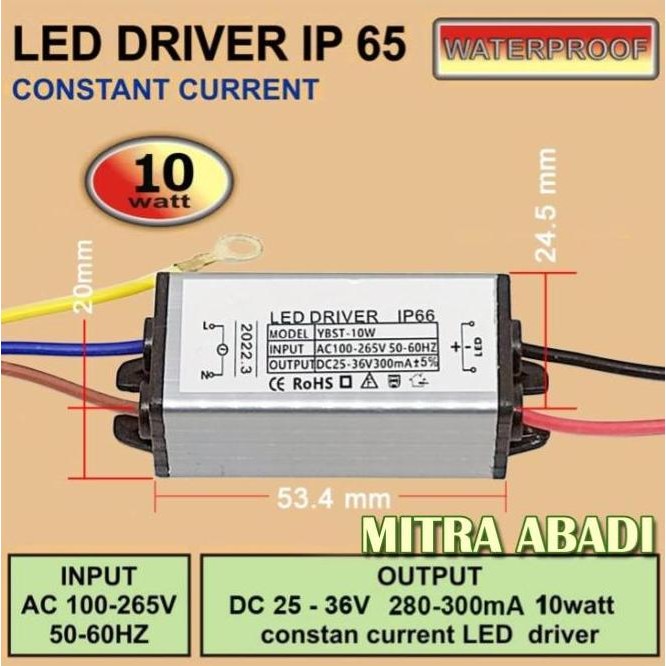 FUSHIGURO- LED Driver 10 Watt 300 mA Casing Besi WATERPROOF