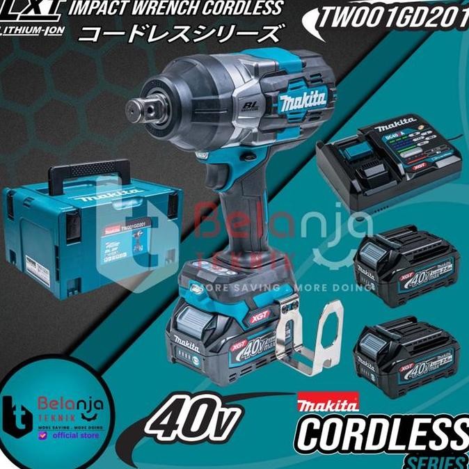 JINICHI- Impact Wrench Cordless Makita TW001GD201 Mesin Pembuka Baut Baterai Set 40V TW001 TW 001 GD