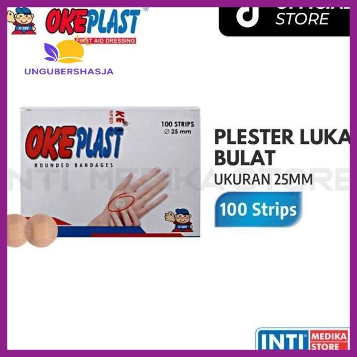 (ORIGINAL) OKEPLAST - PLESTER LUKA BULAT ANTI AIR 25MM | PLASTIC ROUNDED BANDAGES P3K KESEHATAN PERL