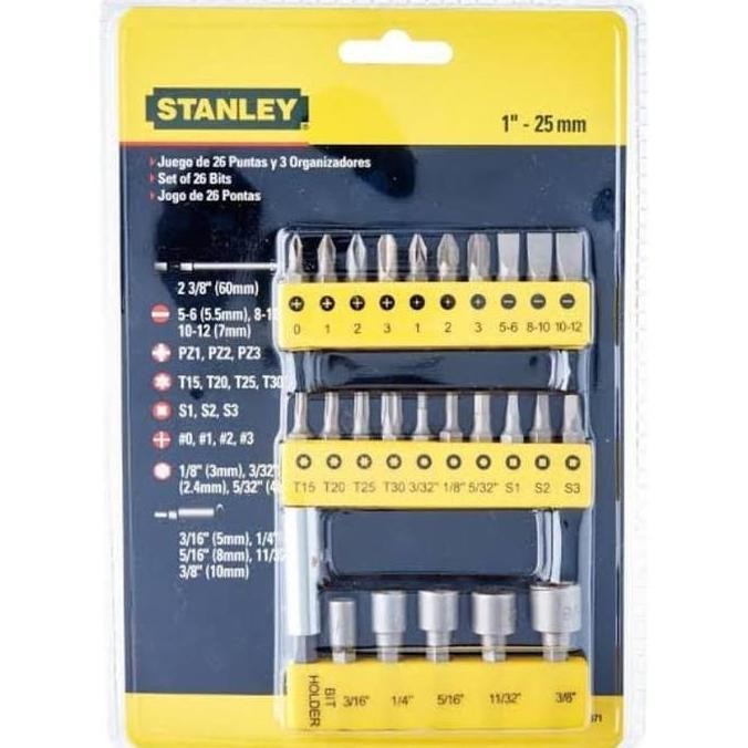 Mata Obeng Set Stanley 29pcs Screwdriver Insert Bit Set 68-071 Stanley