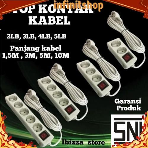Gercep Stop Kontak Terminal Colokan Listrik 2 3 4 5 Lubang Panjang Kabel 1,5 / 3 / 5 / 10 M Meter Ku