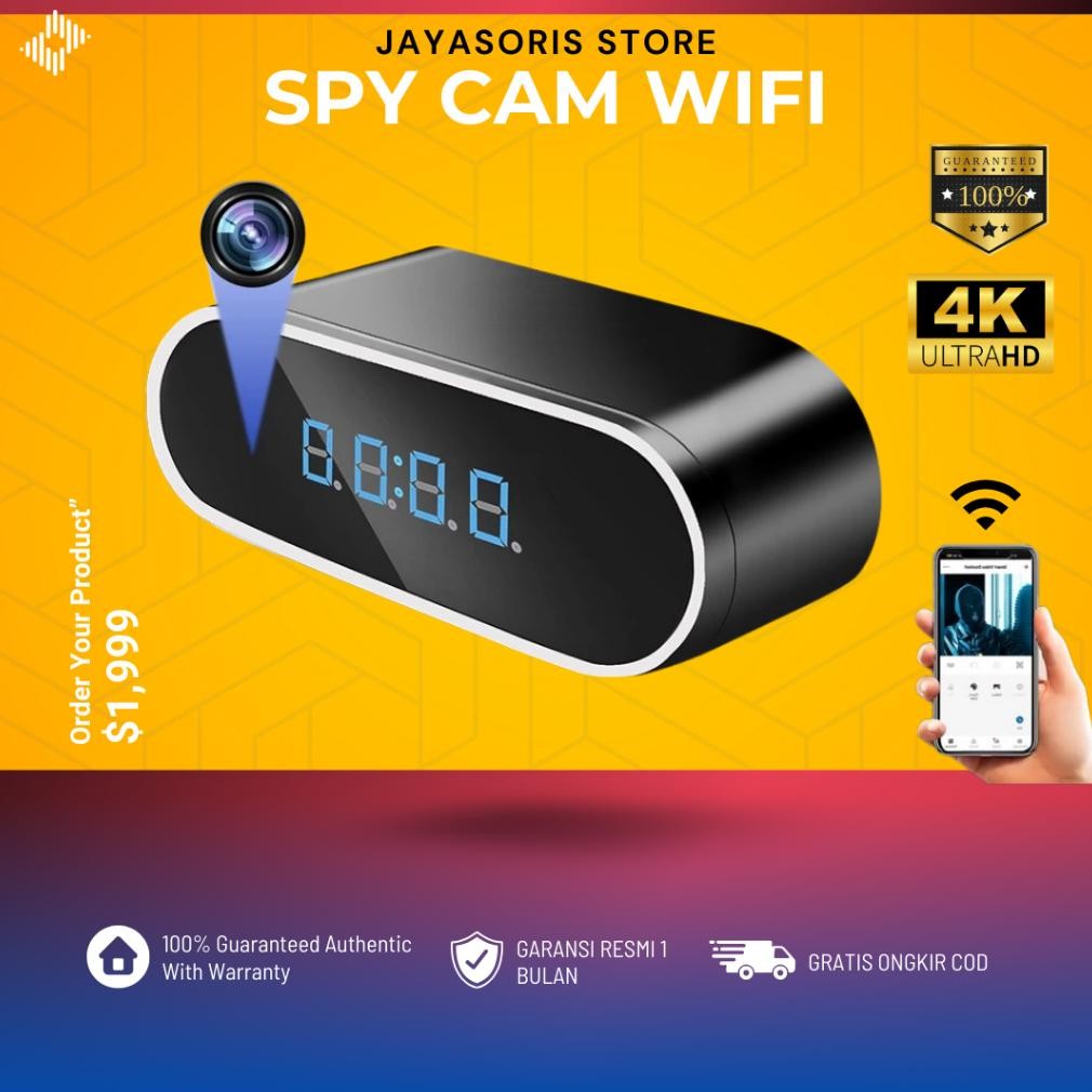 KAMERA PENGINTAI CCTV MINI SPY WIFI WIRELESS IP CAMERA CCTV JAM MEJA 1080P SENSOR GERAK ANDROID JS72