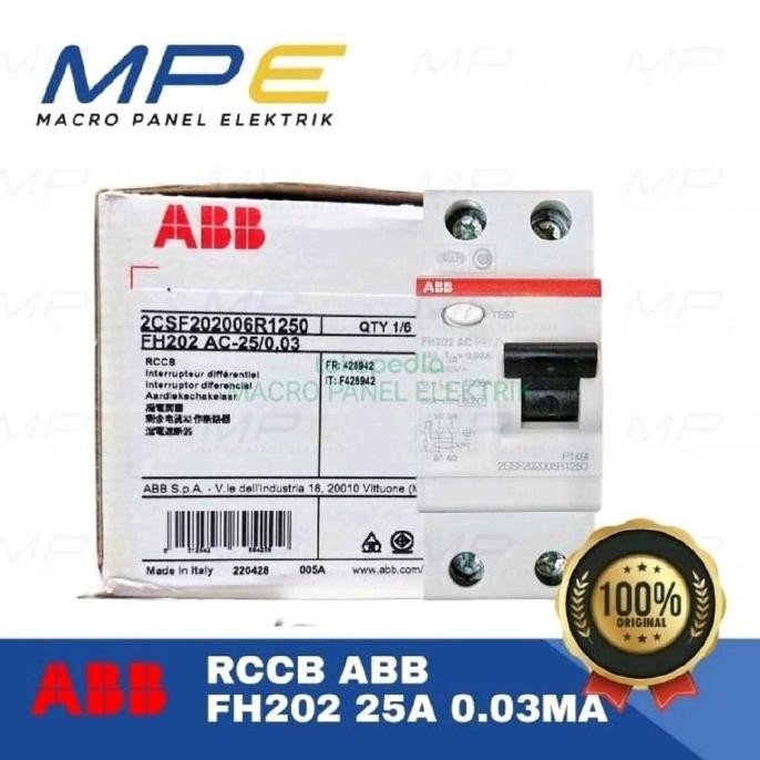 Promo RCCB ABB FH202 AC-25 0,03A / ELCB RCCB ABB FH202 2P 25A 30mA 0,03A COD
