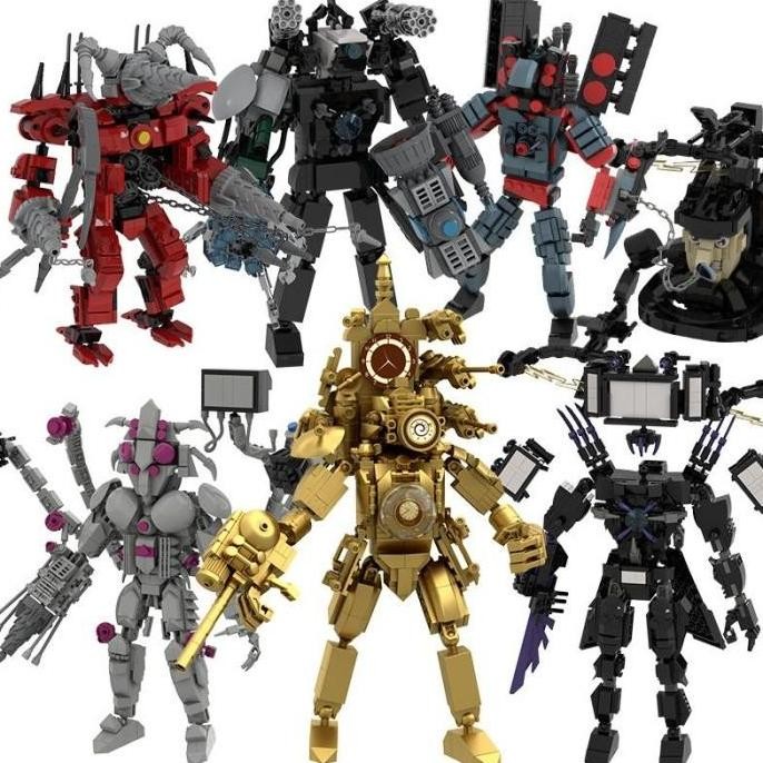 Sembrani Upgrade Ready Stock COD Moc Skibidi Toilet Titan King Monitor Model Building Blocks Mainan 