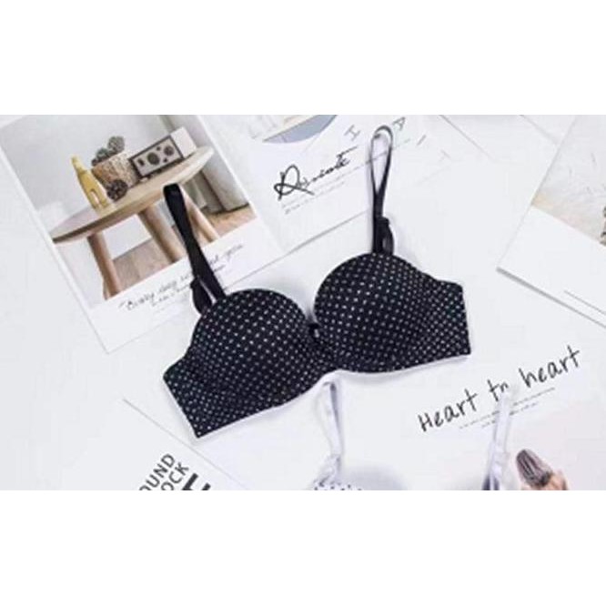 BH 6001 XFN2 BLACK DOT - PUSH UP BRA KAWAT CUP SETENGAH