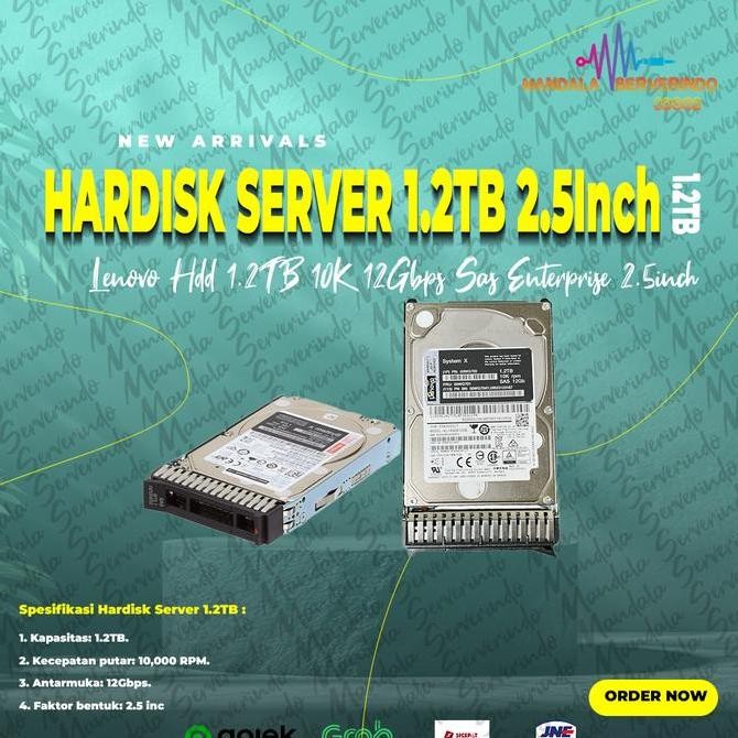 Lenovo Hdd 1.2TB 10K 12Gbps Sas Enterprise  PN : 00WG700 FRU: 00WG701 Hardisk Server IBM LENOVO 2.5i