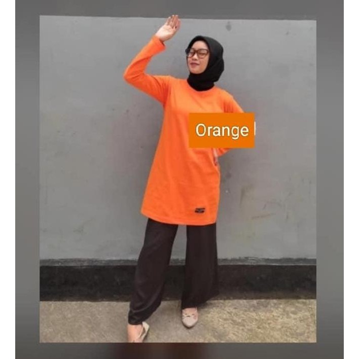 DE108 >> Kaos Tunik Polos - kaos tunik perempuan dewasa - Kaos Polos Tunik Muslimah Lengan Panjang K