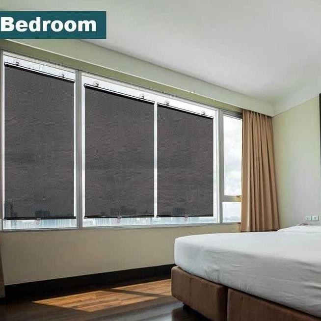 Roller Blind Tirai Penutup Jendela Kaca Tempel Gorden Rumah Kantor NEW