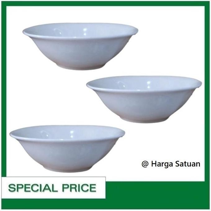 Home Line Mangkok Segi Keramik Porselen 8 Inch Putih