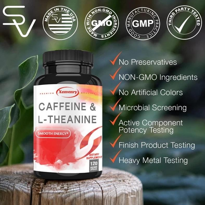Usa Caffeine 100Mg + L-Theanine 50Mg 120 Kapsul Pil Kafein Thankne Original