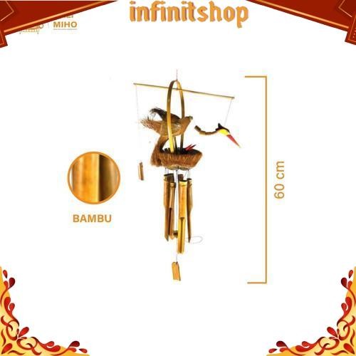 GROSIR Lonceng Angin Bambu Motif Burung - Genta Angin Bambu - Gantungan Bambu - Lonceng Bambu - Lonc