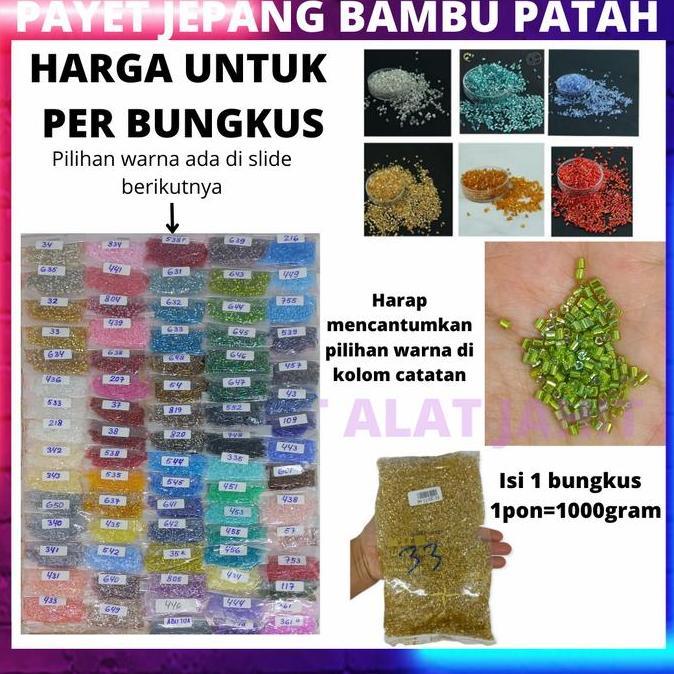 Payet jepang patah bambu mute manik payet kebaya dress per 100gram SRA