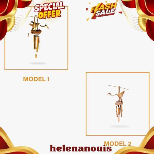 Terlaris Lonceng Angin Bambu Motif Burung - Genta Angin Bambu - Gantungan Bambu - Lonceng Bambu - Lo