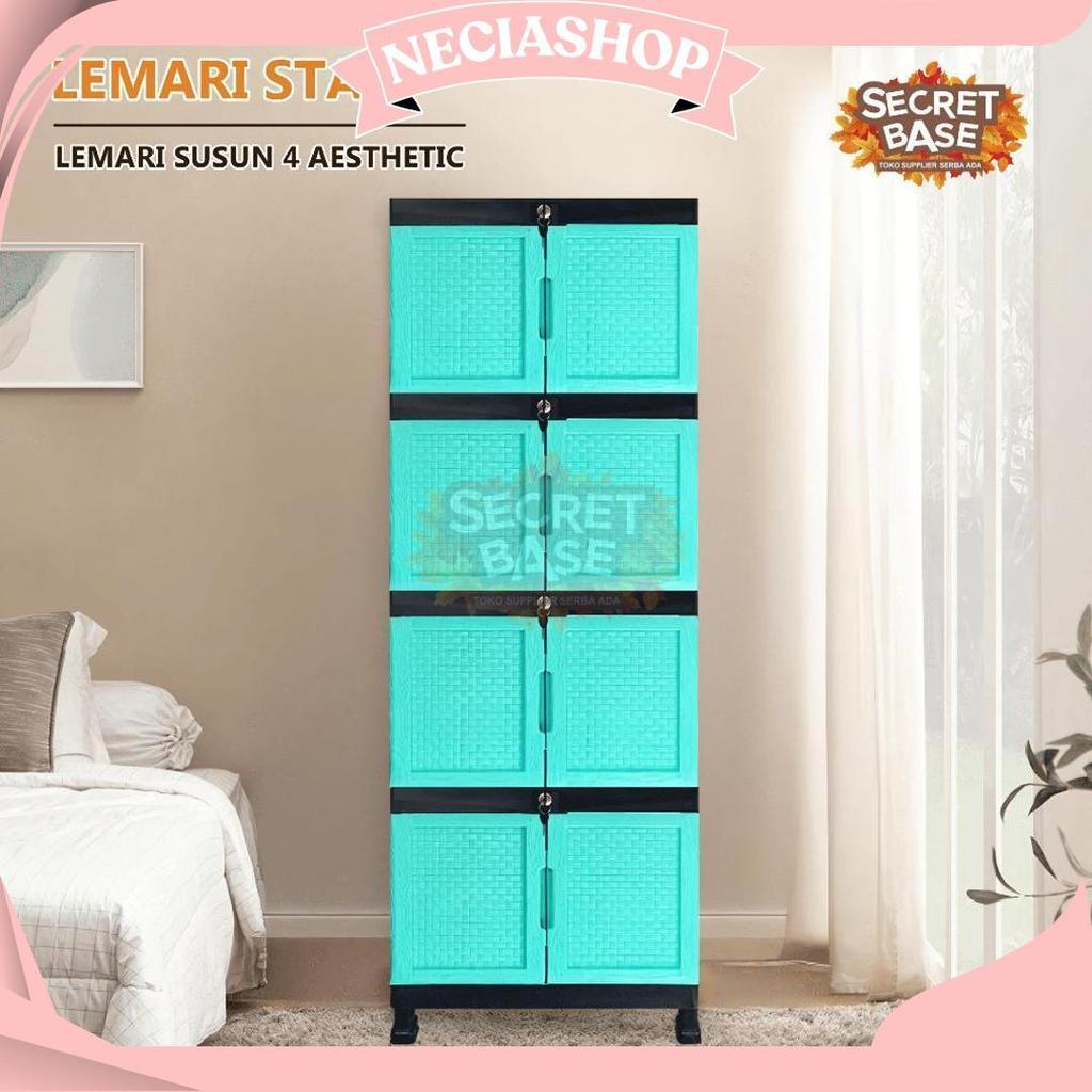 Lemari Star Susun 4 - Kunci / Lemari Pakaian Jumbo / Lemari Plastik Susun Promo
