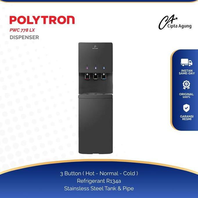 DISPENSER GALON BAWAH POLYTRON PWC 778  PWC 778 HITAM PUTIH XUV WUV LX