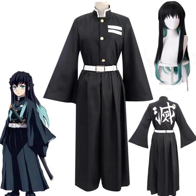 Ready StockDemon Slayer Tokitou Muichirou Cosplay Costume Wigs Shoes Adult Halloween Carnival Funny 