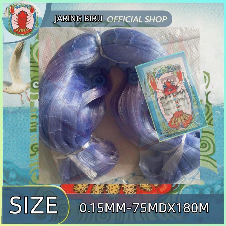 Jaring biru panjang180meter senar jaring ikan 015mm 75mdx200yds yoko ukuran lubang tinggal pilih
