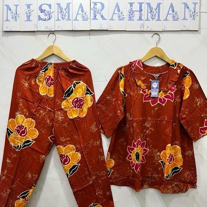 Promo setelan batik alvin dewasa tangan 3/4 - Celana Panjang COD