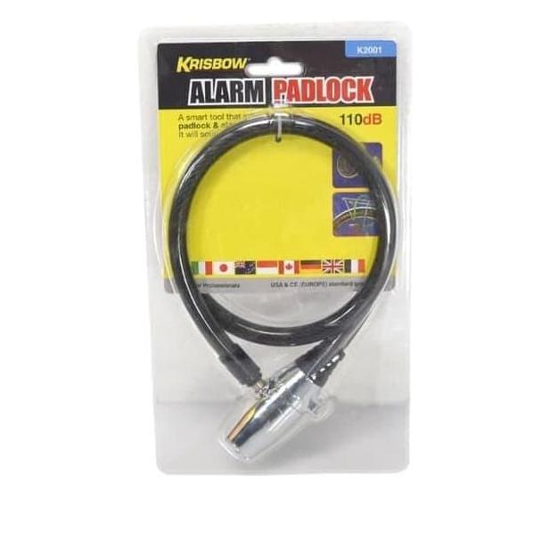 Krisbow Gembok Kabel Sling Baja Alarm Sepeda Motor Helm