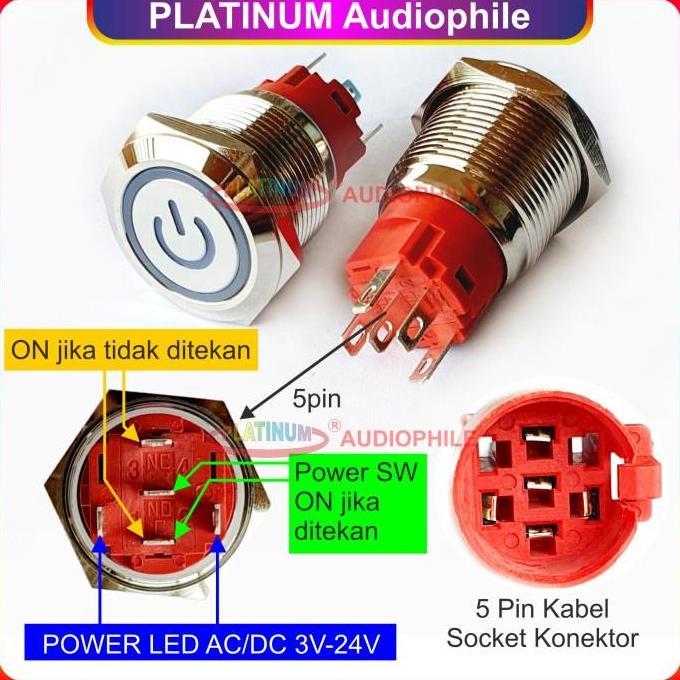 Metal Push Button Switch 19mm + logo | LOCK LATCHING |