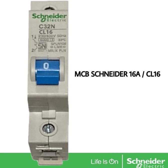 MCB SCHNEIDER 16 AMPERE 16A CL16 C32N BIRU SPLN PLN BENSER