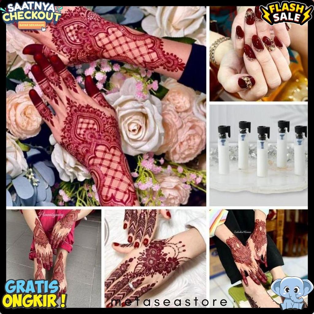 50% Off Fre Lem Hena Instan Pengantin Maron Hena Stiker Premium