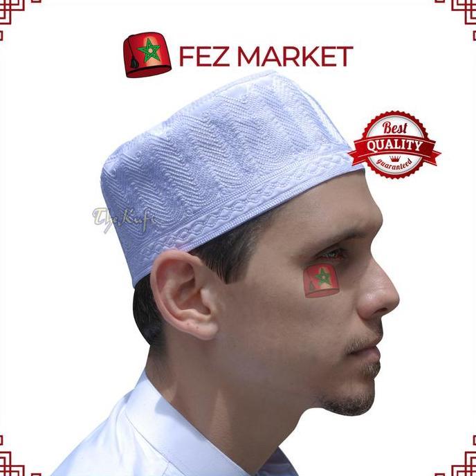 DT11 >> Peci Madinah Katun Bordir Putih - Madinah Embroidered