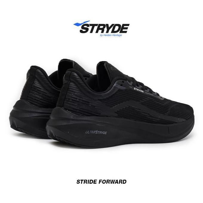 HEIDEN HERITAGE [HRTG] - ULTRA STRYDE - FULL BLACK - Sepatu Sport Running Sekolah Casual Style Lari 