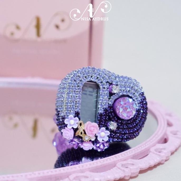 DF341>> Nisa Aydrus - "Asena Flowery" Purple Lilac ALARM Tasbih Digital Cantik Premium Muslim TN15