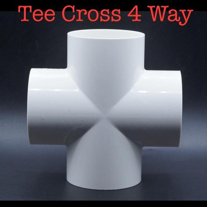 KEZOUKAKU- Fitting 4 Arah Way Tee T Cross White Inner Diameter 75mm 75 mm for Pipa PVC 2-3/4 inch Hi