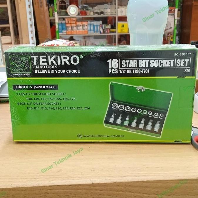 Kunci sok shock socket bintang dan L bintang set 16 pcs TEKIRO