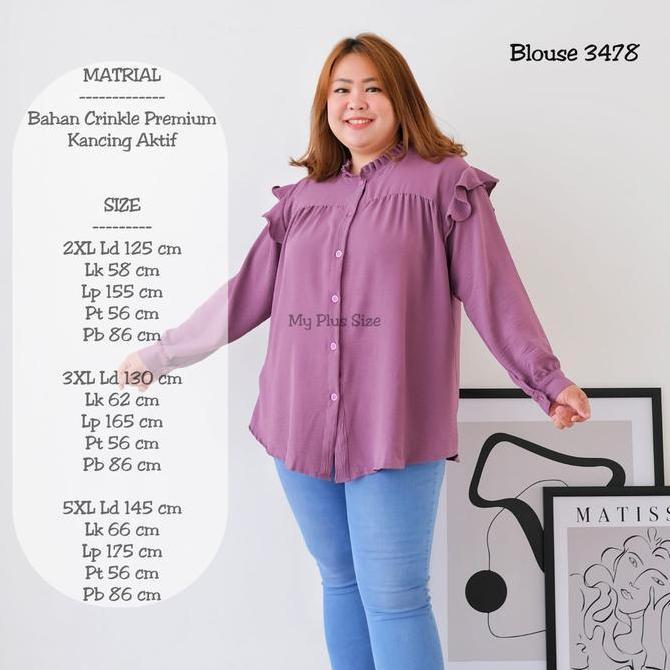 Blouse Crinkle Jumbo Wanita 3478, Ld 125, 130 & 145 cm