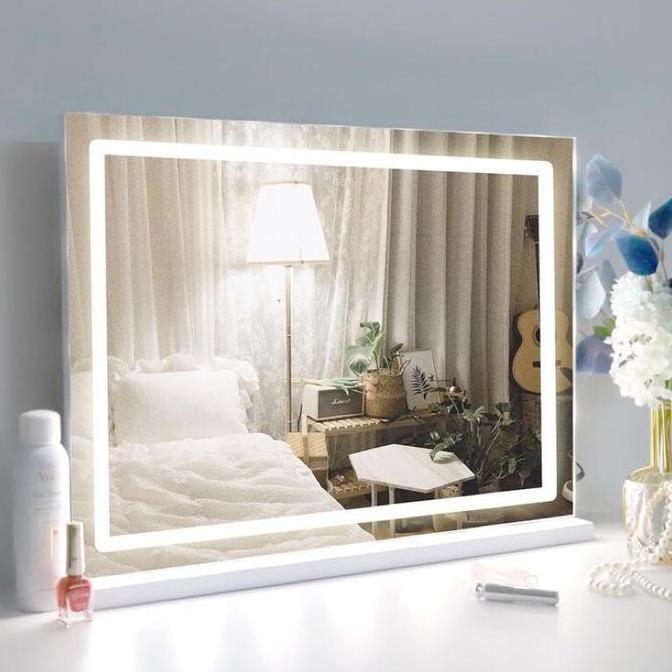 Infiless - Vanity mirror Cermin Rias Salon Lampu led 45x60cm Framelles Standing Mirror Meja Rias Mak