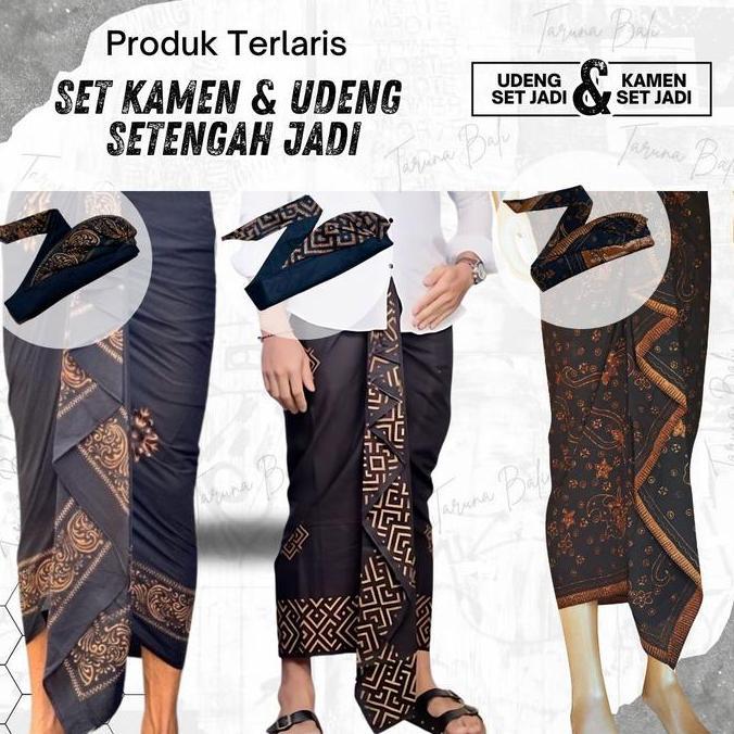 SET KAMEN + UDENG BATIK SETENGAH JADI DEWASA | PAKAIAN ADAT BALI | KAIN KAMEN BALI | UDENG BALI RDN