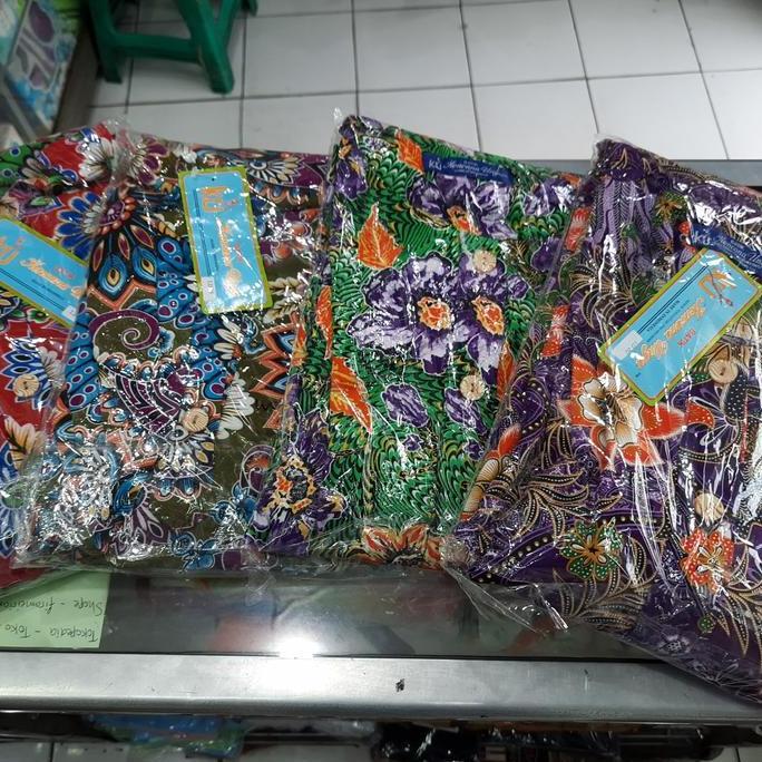 Daster Batik Muslim Kencana Ungu Tangan Panjang Label Biru Asli