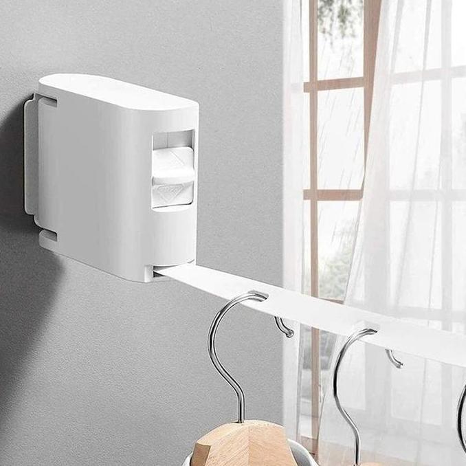 Jemuran Dinding Tembok Gantungan Baju Tarik Portable Tempel Dinding