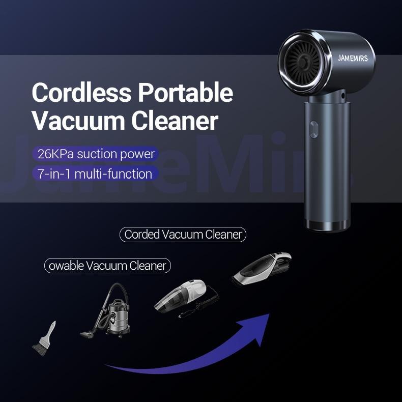 JameMirs Penyedot Debu Genggam Tanpa Kabel 7-in-1 26000PA Penyedot Debu Mini Kuat Penyedot Debu Sofa