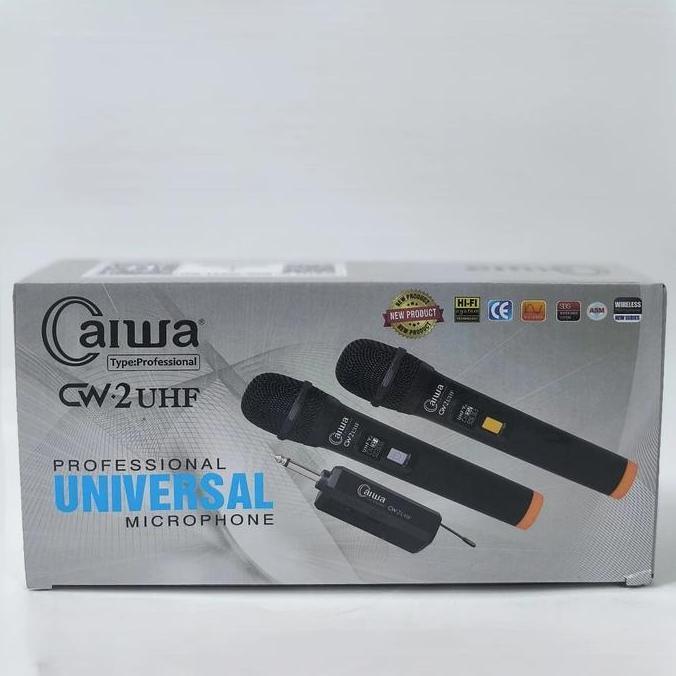 Mic Karaoke Professional Wireless Mikrofon Double Tanpa Kabel Caiwa Cw-2Uhf Vokal Mik Wireless Suara