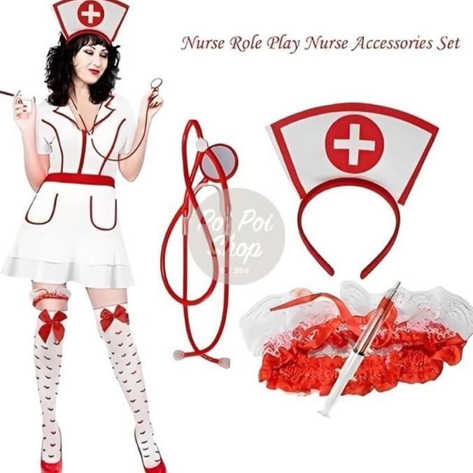 &<&<&<&] Kostum Set Suster Nurse Darah Dokter Suntikan Seram Cosplay Halloween Baju Dinas Dewasa Wan